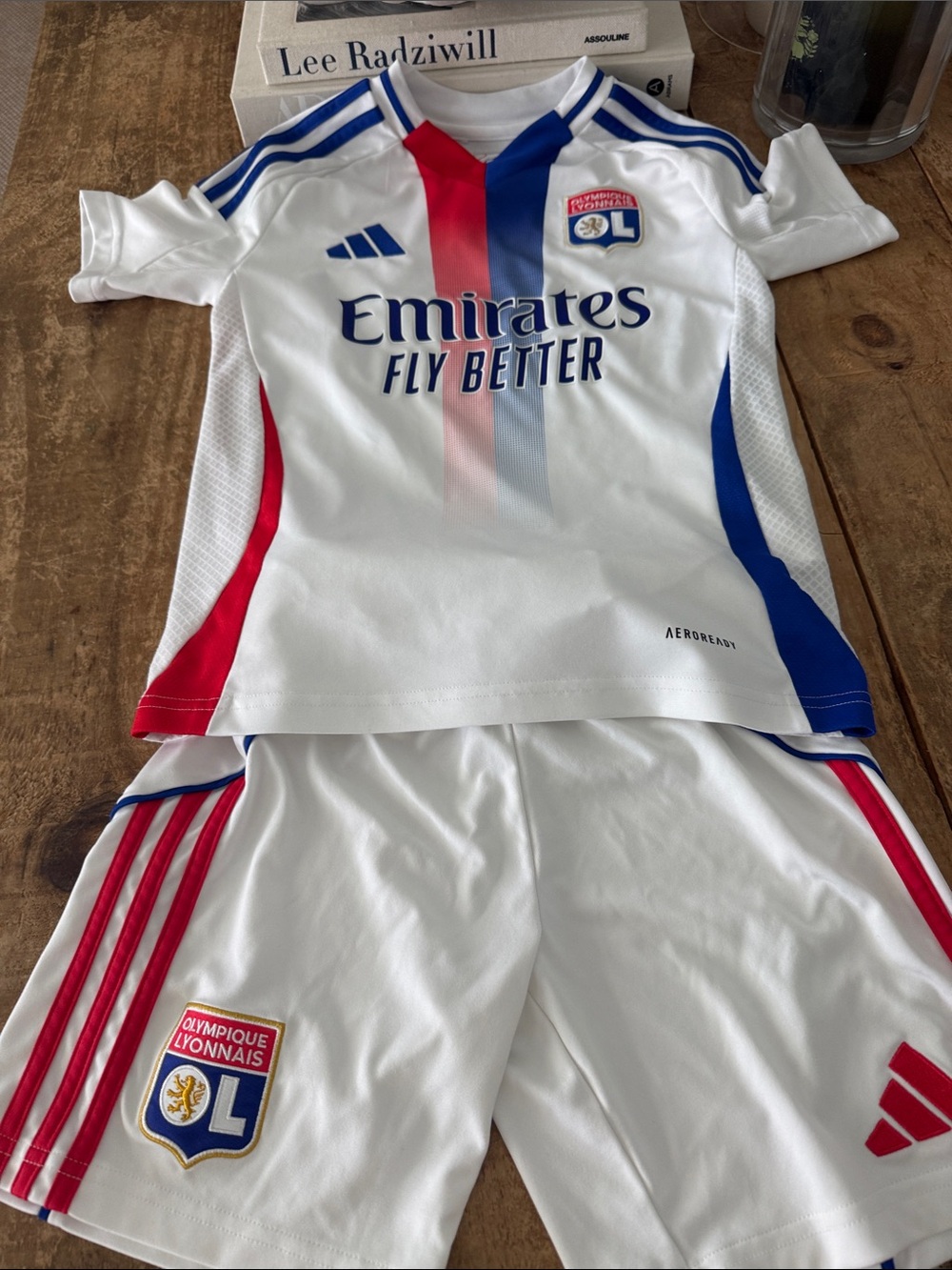 adidas White Youth Soccer Kit with Red & Blue Accents